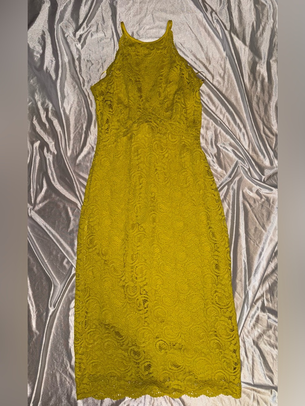 Zara Mustard Lace Halter Midi Dress
